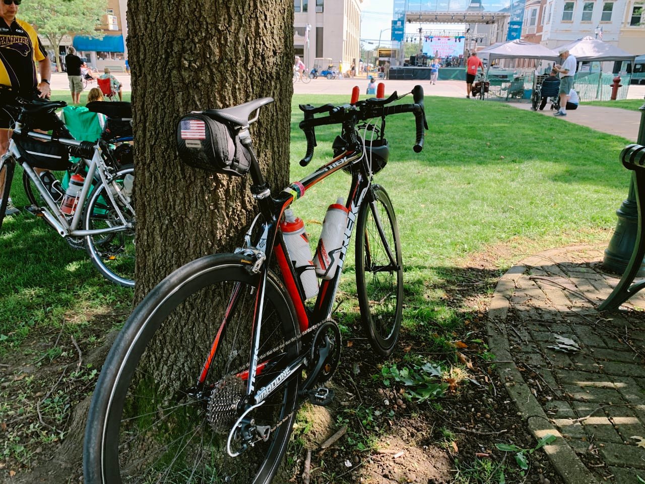 My bike leaning against a tree