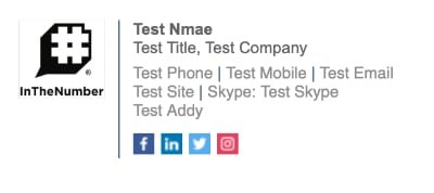 An example email signature, quite typical in modern business